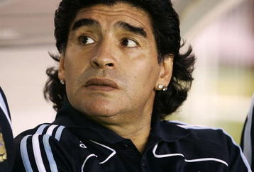 BUENOS AIRES, ARGENTINA - MARCH 28: Argentine manager Diego Maradona looks on during the 2010 FIFA World Cup South African qualifier match between Argentina and Venezuela at River Plate Stadium on March 28, 2009 in Buenos Aires, Argentina. (Photo by Photogamma/Getty Images)