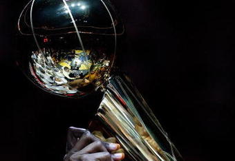 ORLANDO, FL - JUNE 14:  A detailed picture of the Larry O'Brien trophy after the Lakers defeated the Orlando Magic 99-86 in Game Five of the 2009 NBA Finals on June 14, 2009 at Amway Arena in Orlando, Florida.  NOTE TO USER:  User expressly acknowledges and agrees that, by downloading and or using this photograph, User is consenting to the terms and conditions of the Getty Images License Agreement.  (Photo by Ronald Martinez/Getty Images)