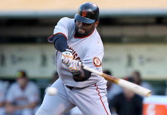 OAKLAND, CA - JUNE 23:  Pablo Sandoval #48 of the San Francisco Giants hits an RBI triple in the first inning against the Oakland Athletics during a Major League Baseball game on June 23, 2009 at the Oakland Coliseum in Oakland, California.  (Photo by Jed Jacobsohn/Getty Images)