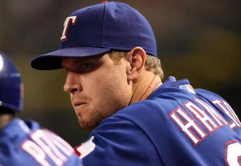 PHOENIX - JUNE 23:  Josh Hamilton #32 of the Texas Rangers looks on from the dugout during the major league baseball game against the Arizona Diamondbacks at Chase Field on June 23, 2009 in Phoenix, Arizona. The Diamondbacks defeated the Rangers 8-2.  (Photo by Christian Petersen/Getty Images)