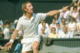 1960:  Rod Laver of Australia in action during the Lawn Tennis Championships at Wimbledon in London. \ Mandatory Credit: Allsport UK /Allsport