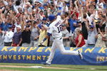 CHICAGO - JUNE 20: Aramis Ramirez #16 of the Chicago Cubs celebrates as he rounds the bases after hitting a walk-off solo home run to beat the Chicago White Sox in the bottom of the 9th inning on June 20, 2008 at Wrigley Field in Chicago, Illinois. The Cubs defeated the White Sox 4-3. (Photo by Jonathan Daniel/Getty Images)