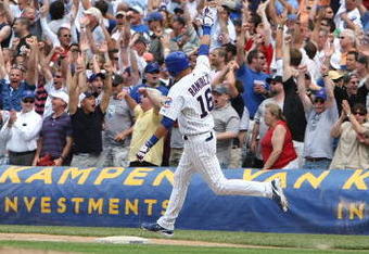 CHICAGO - JUNE 20: Aramis Ramirez #16 of the Chicago Cubs celebrates as he rounds the bases after hitting a walk-off solo home run to beat the Chicago White Sox in the bottom of the 9th inning on June 20, 2008 at Wrigley Field in Chicago, Illinois. The Cubs defeated the White Sox 4-3. (Photo by Jonathan Daniel/Getty Images)