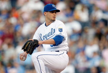 KANSAS CITY - MAY 14: Gil Meche #55 of the Kansas City Royals lines up the pitch during the game between the Baltimore Orioles on May 14, 2009 at Kauffman Stadium in Kansas City, Missouri. (Photo by: Jamie Squire/Getty Images)
