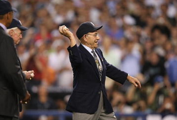 NEW YORK - JULY 15:  Hall of Famer Yogi Berra throws out the first pitch during the 79th MLB All-Star Game between the American League All-Stars and the National League All-Stars at Yankee Stadium on July 15, 2008 in New York, New York. (Photo by Nick Laham/Getty Images)