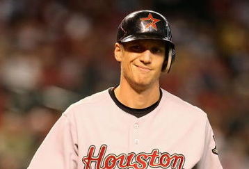 PHOENIX - JUNE 14:  Hunter Pence #9 of the Houston Astros reacts after striking out the Arizona Diamondbacks during the major league baseball game at Chase Field on June 14, 2009 in Phoenix, Arizona.  (Photo by Christian Petersen/Getty Images)