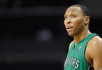 CHARLOTTE, NC - MARCH 16:  Shawn Marion #31 of the Toronto Raptors looks on against the Charlotte Bobcats during their game at Time Warner Cable Arena on March 16, 2009 in Charlotte, North Carolina.  NOTE TO USER: User expressly acknowledges and agrees that, by downloading and/or using this Photograph, user is consenting to the terms and conditions of the Getty Images License Agreement. (Photo by: Streeter Lecka/Getty Images)