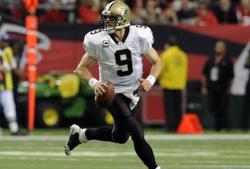ATLANTA - NOVEMBER 9: Quarterback Drew Brees #9 of the New Orleans Saints sets to pass against the Atlanta Falcons at the Georgia Dome on November 9, 2008 in Atlanta, Georgia.  (Photo by Al Messerschmidt/Getty Images) 