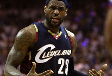 ORLANDO, FL - MAY 30:  LeBron James #23 of the Cleveland Cavaliers reacts after a play against the Orlando Magic in Game Six of the Eastern Conference Finals during the 2009 Playoffs at Amway Arena on May 30, 2009 in Orlando, Florida. NOTE TO USER: User expressly acknowledges and agrees that, by downloading and or using this photograph, User is consenting to the terms and conditions of the Getty Images License Agreement  (Photo by Elsa/Getty Images)