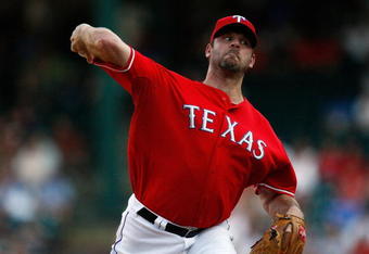 ARLINGTON, TX - JULY 1:  Pitcher Kevin Millwood #33 of the Texas Rangers throws against the Los Angeles Angels of Anaheim at Rangers Ballpark July 1, 2009 in Arlington, Texas.  (Photo by Ronald Martinez/Getty Images)