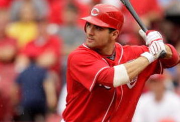 CINCINNATI - JULY 04:  Joey Votto #19 of the Cincinnati Reds is pictured at bat during the game against the St. Louis Cardinals at the Great American Ball Park on July 4, 2009 in Cincinnati, Ohio.  (Photo by Andy Lyons/Getty Images)