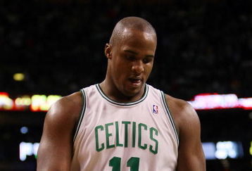 BOSTON - FEBRUARY 05:  Glen Davis #11 of the Boston Celtics heads to the line after he fouled Lamar Odom of the Los Angeles Lakers giving him two shots in the final minutes of the game on February 5, 2009 at TD Banknorth Garden in Boston, Massachusetts. Odom shoots the game winner and gives the Lakers the win over the Celtics 110-109 in overtime. NOTE TO USER: User expressly acknowledges and agrees that, by downloading and or using this Photograph, user is consenting to the terms and conditions of the Getty Images License Agreement.  (Photo by Elsa/Getty Images)