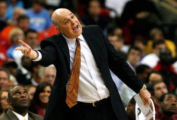 ATLANTA - MARCH 13:  Head coach Seth Greenberg of the Virginia Tech Hokies questions a call with an official during tday two against the North Carolina Tar Heels in the 2009 ACC Men's Basketball Tournament on March 13, 2009 at the Georgia Dome in Atlanta, Georgia.  (Photo by Kevin C. Cox/Getty Images)