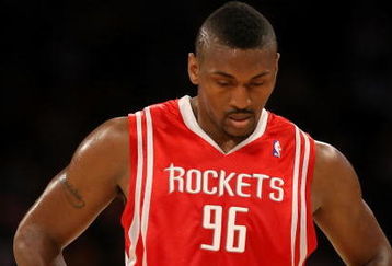 LOS ANGELES, CA - MAY 17:  Ron Artest #96 of the Houston Rockets looks down in the first quarter against the Los Angeles Lakers in Game Seven of the Western Conference Semifinals during the 2009 NBA Playoffs at Staples Center on May 17, 2009 in Los Angeles, California. NOTE TO USER: User expressly acknowledges and agrees that, by downloading and or using this photograph, User is consenting to the terms and conditions of the Getty Images License Agreement.  (Photo by Stephen Dunn/Getty Images)
