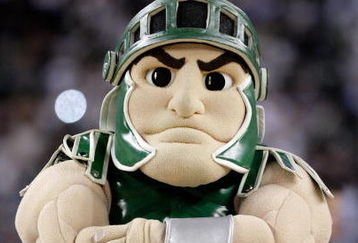DETROIT - APRIL 06:  Sparty the mascot for the Michigan State Spartans looks on in the first half against the North Carolina Tar Heels during the 2009 NCAA Division I Men's Basketball National Championship game at Ford Field on April 6, 2009 in Detroit, Michigan.  (Photo by Andy Lyons/Getty Images)