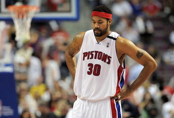 AUBURN HILLS, MI - APRIL 24:  Rasheed Wallace #30 of the Detroit Pistons looks on while playing the Cleveland Cavaliers in Game Three of the Eastern Conference Quarterfinals during the 2009 NBA Playoffs at the Palace of Auburn Hills on April 24, 2009 in Auburn Hills, Michigan. Cleveland won the game 79-68 to take a 3-0 series lead NOTE TO USER: User expressly acknowledges and agrees that, by downloading and or using this photograph, User is consenting to the terms and conditions of the Getty Images License Agreement.  (Photo by Gregory Shamus/Getty Images)