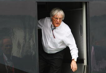 NORTHAMPTON, UNITED KINGDOM - JUNE 21:  F1 supremo Bernie Ecclestone is seen at his motorhome before the British Formula One Grand Prix at Silverstone on June 21, 2009 in Northampton, England.  (Photo by Mark Thompson/Getty Images)