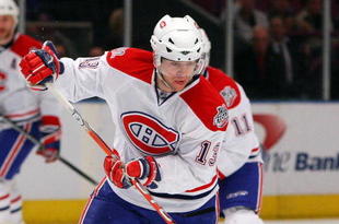 NEW YORK - APRIL 07:  Alex Tanguay #13 of the Montreal Canadiens skates against the New York Rangers on April 7, 2009 at Madison Square Garden in New York City. The Rangers defeated the Habs 3-1.  (Photo by Jim McIsaac/Getty Images)
