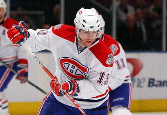 NEW YORK - APRIL 07:  Alex Tanguay #13 of the Montreal Canadiens skates against the New York Rangers on April 7, 2009 at Madison Square Garden in New York City. The Rangers defeated the Habs 3-1.  (Photo by Jim McIsaac/Getty Images)