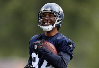 RENTON, WA - MAY 2:  T.J. Houshmandzadeh #84 of the Seattle Seahawks smiles during minicamp at the Seahawks training facility on May 2, 2009 in Renton, Washington. (Photo by Otto Greule Jr/Getty Images) 