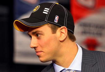 NEW YORK - JUNE 25:   Thirteenth overall draft pick by the Indiana Pacers,  Tyler Hansbrough makes his way to the stage during the 2009 NBA Draft at the Wamu Theatre at Madison Square Garden June 25, 2009 in New York City. NOTE TO USER: User expressly acknowledges and agrees that, by downloading and/or using this Photograph, User is consenting to the terms and conditions of the Getty Images License Agreement.  (Photo by Jim McIsaac/Getty Images)
