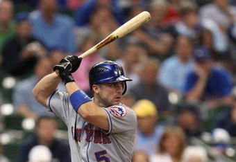 MILWAUKEE - JULY 1: David Wright #5 of the New York Mets bats against the Milwaukee Brewers during the game at Miller Park on July 1, 2009 in Milwaukee, Wisconsin.  The Mets won 1-0. (Photo by Jonathan Daniel/Getty Images)