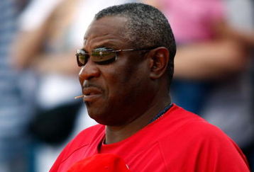 FT. MYERS, FL - MARCH 5: Manager Dusty Baker #12 of the Cincinnati Reds listens to the national anthem prior to the game against the Boston Red Sox on March 5, 2008 at City of Palms Park in Ft. Myers, Florida. (Photo by J. Meric/Getty Images)