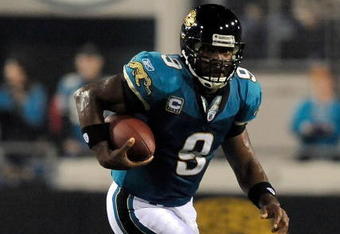 JACKSONVILLE, FL - DECEMBER 18: David Garrard #9 of the Jacksonville Jaguars runs for yardage during the game against the Indianapolis Colts at Jacksonville Municipal Stadium on December 18, 2008 in Jacksonville, Florida.  (Photo by Sam Greenwood/Getty Images)