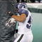 PHILADELPHIA - DECEMBER 05:  Lofa Tatupu #51 of the Seattle Seahawks celebrates his touchdown in the second quarter by punching the goal post during the game against the Philadelphia Eagles giving the Seahawks a 21-0 lead on December 5, 2005 at Lincoln Financial Field in Philadelphia, Pennsylvannia.  (Photo by Jamie Squire/Getty Images)
