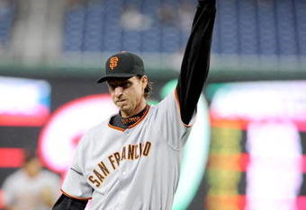 WASHINGTON - JUNE 04:  Randy Johnson #51 of the San Francisco Giants walks off the field after the sixth inning against the Washington Nationals at Nationals Park on June 4, 2009 in Washington, DC.  Johnson is vying for his 300th career victory.  (Photo by Greg Fiume/Getty Images)