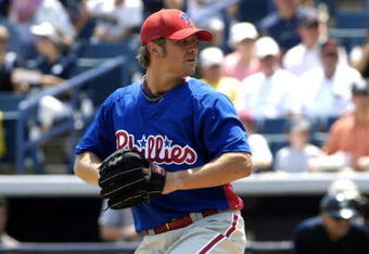 TAMPA, FL - APRIL 01:  Pitcher Kyle Drabek #96 of the Philadelphia Phillies starts against the New York Yankees at George Steinbrenner Field April 1, 2009 in Tampa, Florida.  (Photo by Al Messerschmidt/Getty Images)