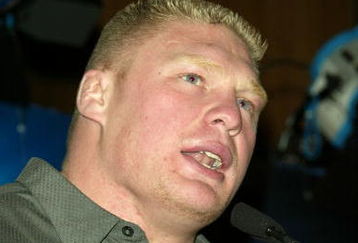 NEW YORK - MARCH 11:  Wrestler Brock Lesnar attends a press conference to promote Wrestlemania XX at Planet Hollywood March 11, 2004 in New York City.  (Photo by Peter Kramer/Getty Images)