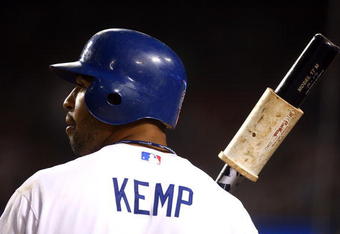 LOS ANGELES, CA - JUNE 30:  Matt Kemp #27 of the Los Angeles Dodgers waits on deck against the Colorado Rockies at Dodger Stadium on June 30, 2009 in Los Angeles, California.  (Photo by Jeff Gross/Getty Images)