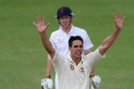 WORCESTER, ENGLAND - JULY 04:  Mitchell Johnson of Australia celebrates the wicket of Joe Denly of England Lions during the Ashes warm-up match between England Lions and Australia at New Road on July 4, 2009 in Worcester, England.  (Photo by Clive Rose/Getty Images)