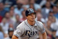 NEW YORK - JULY 8:  Ben Zobrist #18 of the Tampa Bay Rays runs to first base during their MLB game against the New York Yankees on July 8, 2008 at Yankee Stadium in the Bronx borough of New York City. The Yankees defeated the Rays 5-0. (Photo by Chris McGrath/Getty Images)