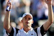 INDIAN WELLS, CA - MARCH 20:  Andy Roddick  acknowledges the crowd after defeating Novak Djokovic of Serbia during the BNP Paribas Open at the Indian Wells Tennis Garden March 20, 2009 in Indian Wells, California.  (Photo by Matthew Stockman/Getty Images)