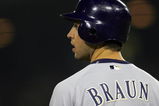 LOS ANGELES, CA - AUGUST 16:  Ryan Braun #8 of the Milwaukee Brewers looks on from third base during their MLB game against the Los Angeles Dodgers at Dodger Stadium on August 16, 2008 in Los Angeles, California. The Brewers defeated the Dodgers 4-3 in 10 innings.  (Photo by Victor Decolongon/Getty Images)