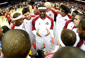 CLEVELAND - MAY 28: LeBron James #23 of the Cleveland Cavaliers speaks to his teammates before Game Five of the Eastern Conference Finals against the Orlando Magic during the 2009 Playoffs at Quicken Loans Arena on May 28, 2009 in Cleveland, Ohio. NOTE TO USER: User expressly acknowledges and agrees that, by downloading and or using this photograph, User is consenting to the terms and conditions of the Getty Images License Agreement  (Photo by Gregory Shamus/Getty Images)