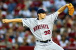 ANAHEIM, CA - MAY 30:  Starting pitcher Scott Baker #30 of the Minnesota Twins pitches against the Los Angeles Angels of Anaheim May 30, 2006 at Angel Stadium in Anaheim, California.  (Photo by Christian Petersen/Getty Images)