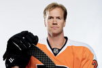 PHILADELPHIA - JULY 06: (EDITORS NOTE: THIS IMAGE HAS BEEN DIGITALLY ALTERED) Chris Pronger #20 of the Philadelphia Flyers poses for a portrait after his first press conference as a Philadelphia Flyer at Flyer's Skate Zone on July 6, 2009 in Philadelphia, Pennsylvania.  (Photo by Nick Laham/Getty Images)