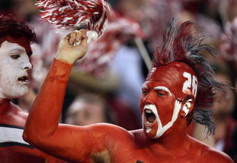 TUSCALOOSA, AL - NOVEMBER 29:  An Alabama fan shows his support as the Alabama Crimson Tide take on the Auburn Tigers at Bryant-Denny Stadium on November 29, 2008 in Tuscaloosa, Alabama. Alabama defeated Auburn 36-0.  (Photo by Doug Benc/Getty Images)