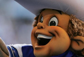 IRVING, TX - OCTOBER 9:  The Dallas Cowboys mascot performs against the Philadelphia Eagles on October 9, 2005 at Texas Stadium in Irving, Texas. The Cowboys defeated the Eagles 33-10. (Photo by Ronald Martinez/Getty Images)