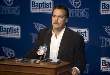 NASHVILLE, TN - JULY 6: Tennessee Titans Coach Jeff Fisher speaks at a press conference in reaction to the death of former Titan star quarterback Steve McNair July 6, 2009 in Nashville, Tennessee.  McNair was found shot to death in a Nashville condominium on July 4th, his girlfreinds' body was also found at the scene.  (Photo by Rusty Russell/Getty Images)