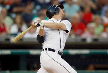 DETRIOT - JULY 8: Clete Thomas #36  of the Detroit Tigers swings at the pitch against the Cleveland Indians on July 8, 2008 at Comerica Park in Detroit, Michigan. (Photo by: Gregory Shamus/Getty Images)