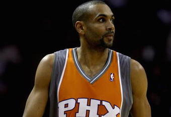 SAN ANTONIO - APRIL 22:  Grant Hill #33 of the Phoenix Suns walks across the court in Game Two of the Western Conference Quarterfinals against the San Antonio Spurs during the 2008 NBA Playoffs at the AT&T Center on April 22, 2008 in San Antonio, Texas.  The Spurs won 102-96.  NOTE TO USER: User expressly acknowledges and agrees that, by downloading and or using this photograph, User is consenting to the terms and conditions of the Getty Images License Agreement. (Photo by Ronald Martinez/Getty Images)  