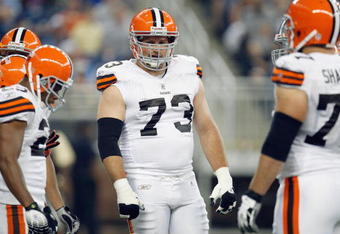 DETROIT - AUGUST 23: Joe Thomas #73 of the Cleveland Browns stands on the field during the game against the Detroit Lions at Ford Field on August 23, 2008 in Detroit, Michigan. (Photo by: Gregory Shamus/Getty Images)