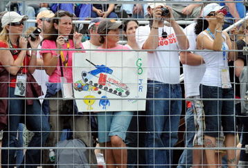 LOUDON, NH - JUNE 28:  A general view of fans watching pre-race ceremonies prior to the start of the NASCAR Sprint Cup Series LENOX Industrial Tools 301 at New Hampshire Motor Speedway on June 28, 2009 in Loudon, New Hampshire.  (Photo by Rusty Jarrett/Getty Images for NASCAR)