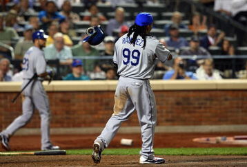 NEW YORK - JULY 07:  Manny Ramirez #99 of the Los Angeles Dodgers reacts after striking out in the fifth inning against the New York Mets on July 7, 2009 at Citi Field in the Flushing neighborhood of the Queens borough of New York City.  (Photo by Jim McIsaac/Getty Images)