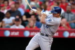 ANAHEIM, CA - MAY 09: Mark Teahen 24 of the Kansas City Royals bats against the Los Angeles Angels of Anaheim on May 9, 2009 at Angel Stadium in Anaheim, California. The Angels won 1-0.  (Photo by Stephen Dunn/Getty Images)