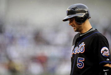 NEW YORK - JUNE 13: David Wright #5 of the New York Mets stands at first against the New York Yankees on June 13, 2009 at Yankee Stadium in the Bronx Borough of New York City.  (Photo by Jeff Zelevansky/Getty Images)